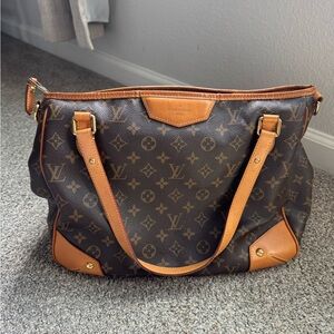 Louis Vuitton Monogram Canvas Shoulder Bag with Tan Leather Trim
